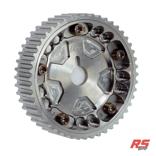 PHR Billet Titanium or Aluminum Adjustable Locking Cam Gear Builder for 2JZ/1JZ Engines - Machined Titanium Inner, Machined Titanium Outer, Titanium "0" Degree Locks, Bronze Titanium Hardware
