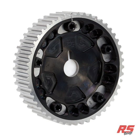 PHR Billet Titanium or Aluminum Adjustable Locking Cam Gear Builder for 2JZ/1JZ Engines - Black Titanium Inner, Machined Titanium Outer, Titanium "0" Degree Locks, Black Titanium Hardware