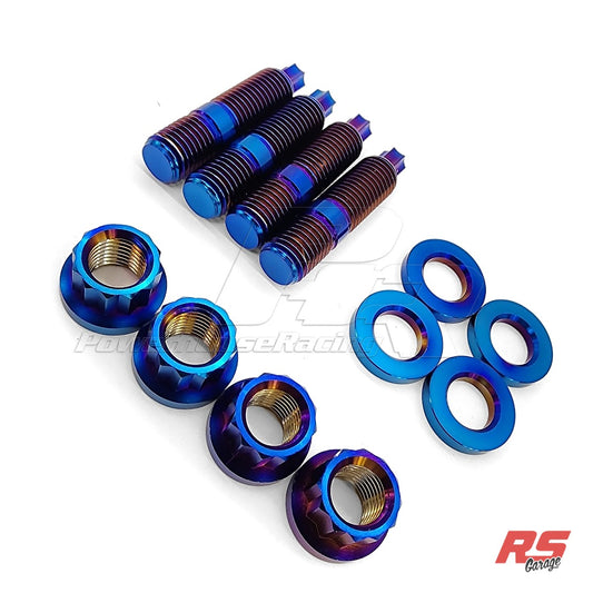 PHR Titanium Stud and Nut Kit for Manifold to Turbo (Set of 4) - M10 x 1.25, 12 Point, PVD Blue