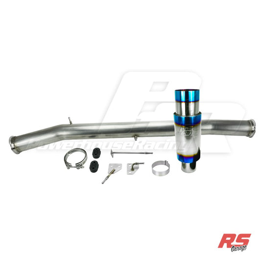 PHR Full Titanium Exhaust for 1993 to 1998 MKIV Supra - Burnt Muffler and Tip - Removable Vbanded Muffler Section - 5.0 in (127 mm)