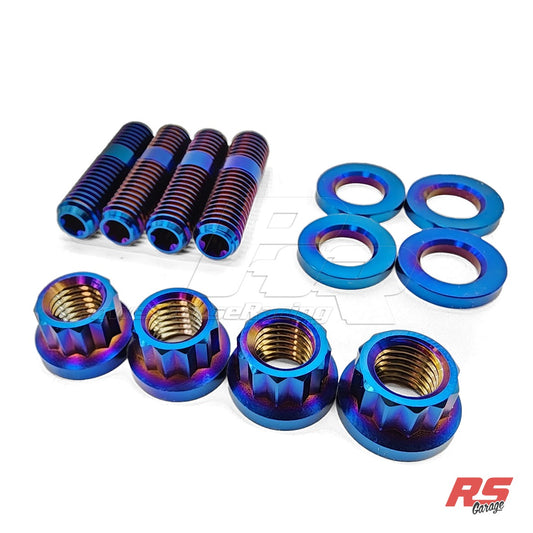 PHR Titanium Stud and Nut Kit for Manifold to Turbo (Set of 4) - M10 x 1.5, 12 Point, PVD Blue