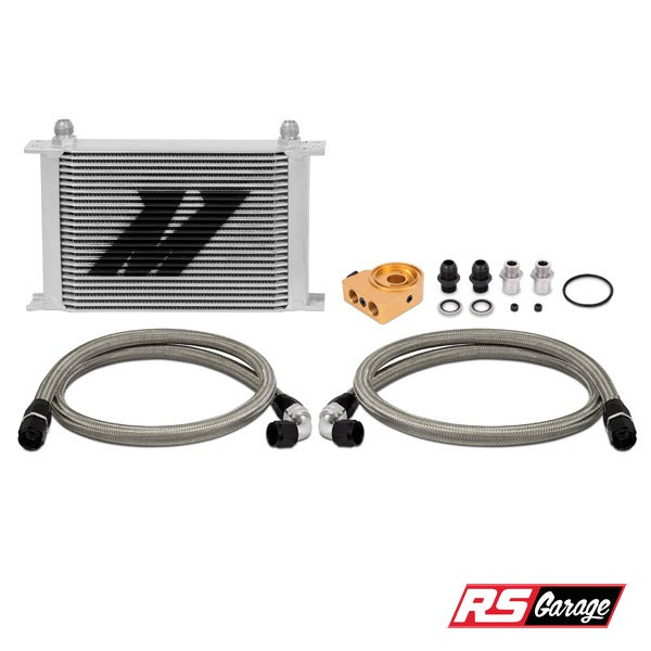 Mishimoto Universal Thermostatic 25-Row Oil Cooler Kit Silver w/ 3/4"-16 & M20-1.5 Sandwich Adapter