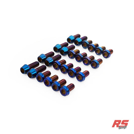 Titanium Hardware Kit for PHR Flex Billet Valve Covers Non-VVT-i (For Logo Plate, Block Off Plate, and Breather Manifold) - PVD Blue