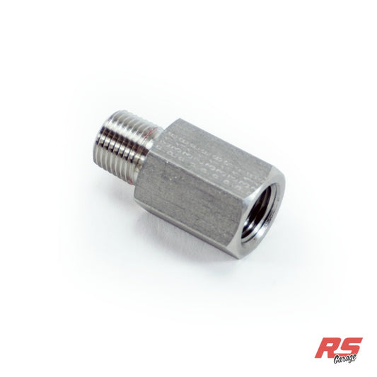 1/8 BSPT male to 1/8 NPT female metric to standard adapter, stainless steel