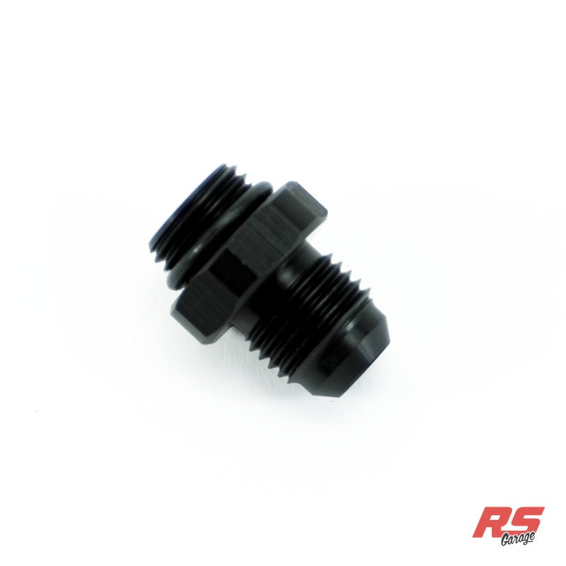 -6ORB Male to -6AN Male Fitting, Straight, Aluminum, Anodized Black