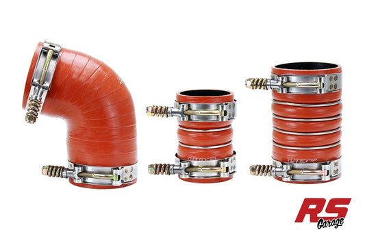 HPS Orange Silicone Intercooler Hoses 2006-2010 Chevy Silverado 2500 6.6L Duramax Diesel