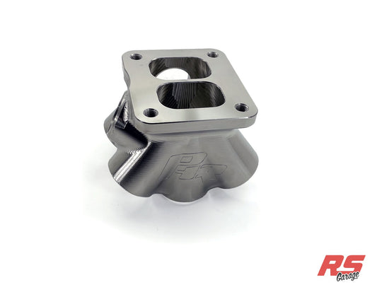 Collector, 304 Stainless Steel, Billet Machined, T4 Flange, Twin Scroll 6 Inlets,1.5" SCH10 Inlets (1.68 "ID), Dual WG O