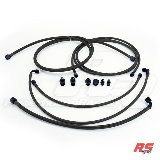 PHR E85 Fuel Line Kit for 1993-1998 MKIV Supra -Dual -8 feed --6 return -Black coated stainless braided Teflon line -For