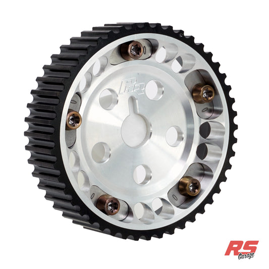 PHR Billet Titanium or Aluminum Adjustable Locking Cam Gear Builder for 2JZ/1JZ Engines - Machined Aluminum Inner, Black Titanium Outer, Stainless "0" Degree Locks, Bronze Titanium Hardware