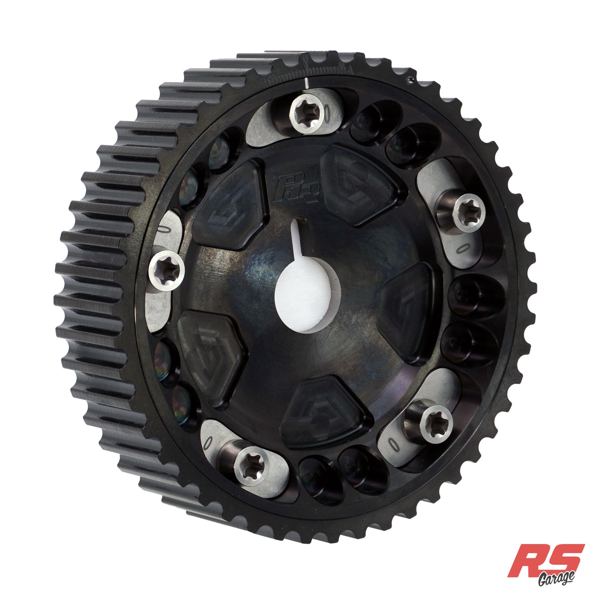 PHR Billet Titanium or Aluminum Adjustable Locking Cam Gear Builder for 2JZ/1JZ Engines - Black Titanium Inner, Black Titanium Outer, Titanium "0" Degree Locks, Machined Titanium Hardware