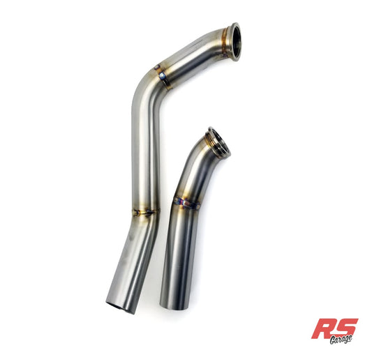 PHR Stainless Dumptubes for S23, S45, V45 or V50 Dual Wastegate Manifolds (46/44mm, pair) - RHD - Built to order