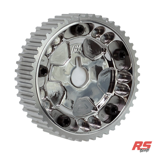 PHR Billet Titanium or Aluminum Adjustable Locking Cam Gear Builder for 2JZ/1JZ Engines - Polished Titanium Inner, Machined Titanium Outer, Titanium "0" Degree Locks, Black Titanium Hardware