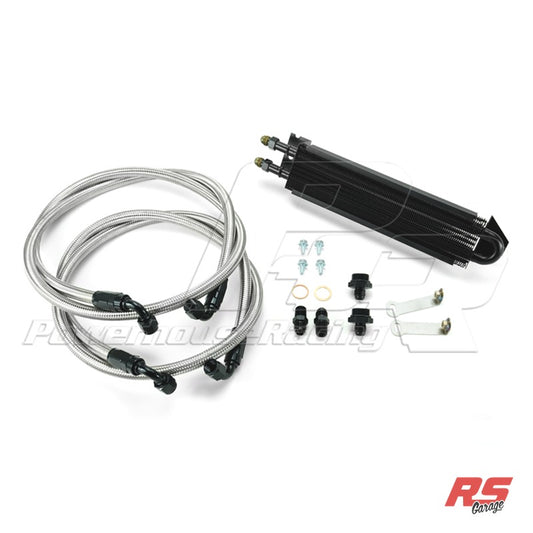 PHR Power Steering Cooler Kit for MKIV Supra - Stainless braided with Black hose ends, (RHD) Right Hand Drive