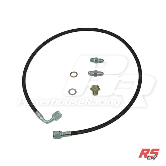 PHR Turbo Oil Feed Kit for 2jzgte for Cast Style Manifold -Stainless braided line with black coating -1/8" NPT - Stainless braided with black coating, 1/8 NPT