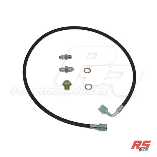PHR Turbo Oil Feed Kit for 2jzgte for Cast Style Manifold -Stainless braided line with black coating -1/4" NPT - Stainless braided with black coating, 1/4 NPT