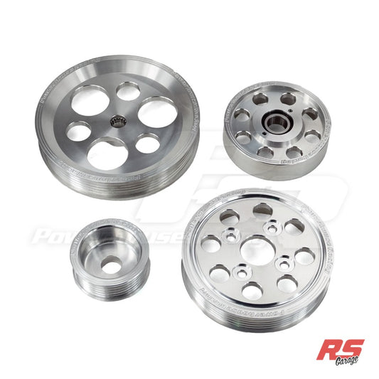 PHR 4 Piece Billet Aluminum Pulley Set w/ idler for IS300 and 97-04 GS300 (includes Alternator, P.S. Pump, Water Pump, a - Machined Finish