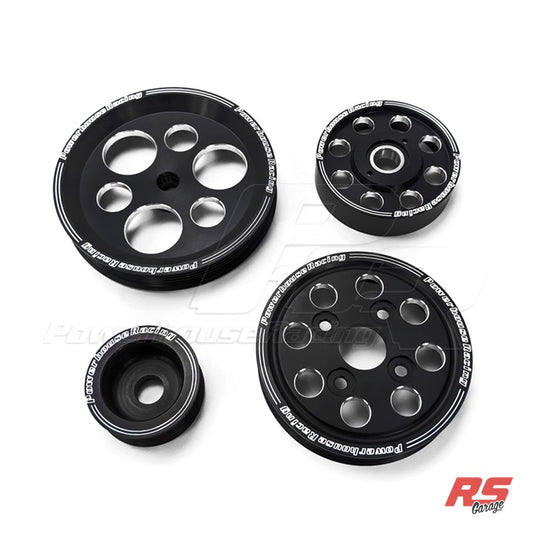 PHR 4 Piece BLACK EDITION Billet Aluminum Pulley Set w/ idler for IS300 and 97-04 GS300 (includes Alternator, P.S. Pump,