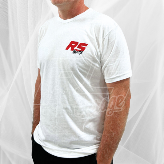 "RS Garage" Logo Short Sleeve Crew White